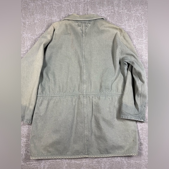 Vintage Lands End Green Stone Washed Y2K Button Down Chore Jacket Womens Medium - Picture 8 of 9
